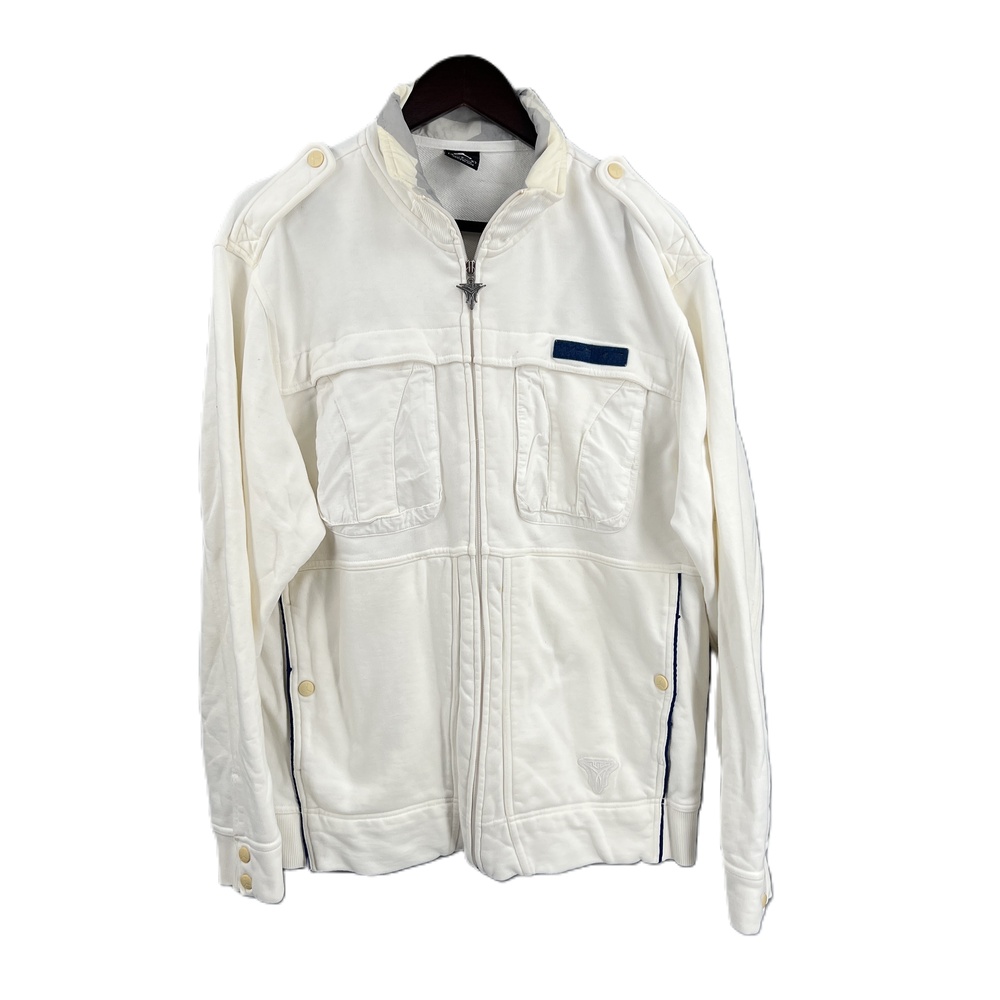 Jordan X Melo White Zip-up Jacket Bomber Style Knit Mens Medium